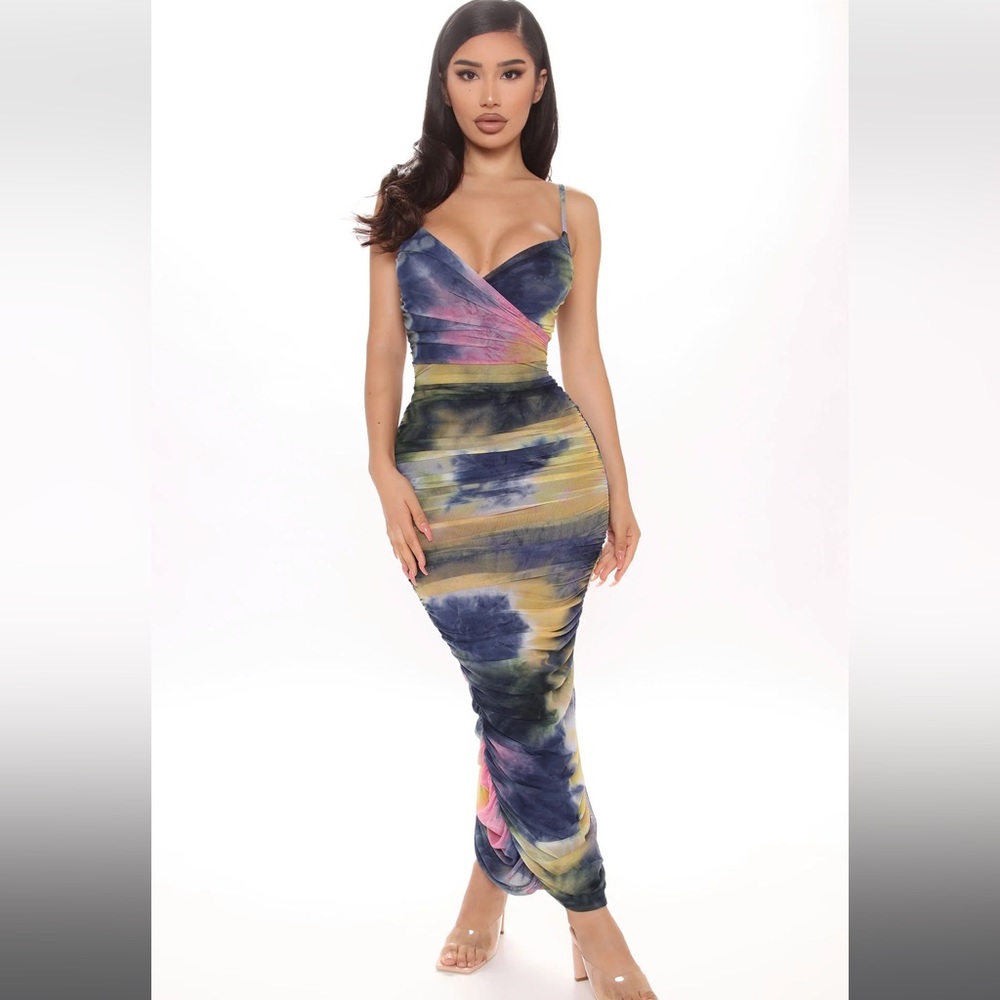 Me Before You Tie Dye Maxi Dress - Navy/combo
